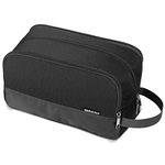 Toiletry Bag Small Nylon Dopp Kit Lightweight Shaving Bag for Men and Women (Black)