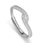 Meissa 2pcs Sterling Silver Couple Rings for Her and Him Love You Forever Infinity Wedding Bands Silver Promise Rings with Cubic Zirconia Bride Jewellery,(Women's Ring)