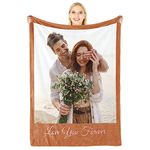 LUCKOR Personalised Couple Gifts, Customizable Blanket with Photo and Text, Custom Valentine's Day Birthday Gifts for Girlfriend Boyfriend, for Him Her, Original Useful Woman Gift