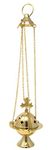 Needzo High Polished Brass Cross Design Hanging Church Thurible Censer with Chain, 4 3/4 Inch