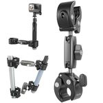 TELESIN 360 Dual Ball Clamp Mount, Bike Bicycle Motorcycle Handlebar Stick Pole Mount Holder Accessories for GoPro 13 12 11 10 9 DJI Action 5 Pro Action 4/3 Osmo Pocket 3 Insta360 X3 X4 Go3 Ace Pro