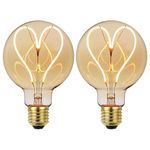 Gokoly Vintage LED Light Bulb E27, Screw 4W Spiral LED Filament Bulb, Globe Edison Light Bulb LED Bulbs, Big Size 95mm Retro Decorative Light Bulbs Warm White 2200K, Pack of 2