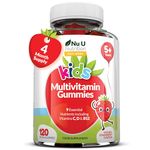 Multivitamin for Kids (5+) - 120 Vegan Gummies - 4 Month Supply - Tasty Strawberry Flavour - Kids Vitamins including C, D & B12 - Made in The UK by Nu U Nutrition