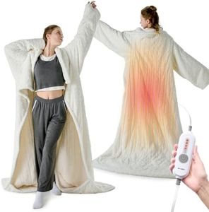 WOOMER Wearable Heating Electric Blanket 50”×70“, Flower Patterns Soft Faux Fur & Cozy Sherpa Electric Heated Blanket with Foot Pockets and Sleeves, 4 Heat Levels & 4H Auto Off