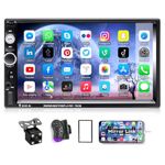 7" Double Din Car Stereo Audio Bluetooth MP5 Player USB FM Multimedia Radio+ 4 LED Mini Backup Camera with Steering Wheel Remote Support Mobile Phone Synchronization (Only Used in Android)