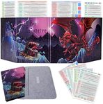 DND DM Screen Deluxe Edition: Colorfully Embossed Dragon & Mimic, Four-Panel with Pockets Dungeon Master Screen for Dungeons and Dragon, Pathfinder, D&D