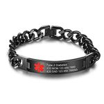 Custom Medical Alert ID Bracelets for Women Men Free Engraving Emergency Medical Bracelets for Adults Medical Bracelets for Men 7.5-8.5-9.5 Inch, 7.5 inches