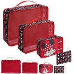 Disney Packing Organisers, Packing Cubes for Suitcases Luggage, Wash Bag (Red Minnie Mouse)