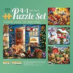 Bits and Pieces – 4-in-1 Multi-Pack - 500 Piece Jigsaw Puzzles for Adults – 500 pc Puzzle Set Bundle by Artist Larry Jones - 18" x 24"