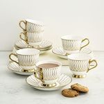 Home Centre Corsica Printed Bone China Cup and Saucer (Set of 6)