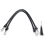 Beaulegan Handbag Leather Handles Replacement 2 Pcs, 60cm Long（Black/Silver）