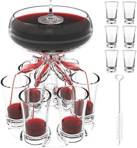 ALEVMOOM 6 Shot Glass Dispenser and Holder Dispenser for Filling Liquids Multiple 6 Shot Dispenser Bar Shot Dispenser Cocktail Dispenser Carrier Liquor Dispenser Drink Tool (Clear-New)