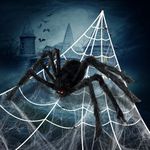 AUXHCYL Halloween Decorations Spider Web, 50'' Giant Spider + 200'' Spiderweb Decor + 20 Small Fake Spiders,Halloween Decorations Outdoor Cobwebs,for Outside Scary Haunted House Garden Lawn Décor