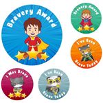 144 Superhero Bravery Award Stickers For Children, Teachers & Parents - Colourful, Easy Peel Stickers With Strong Adhesive Glue [144 30mm Stickers]