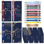 Qilery Employee Appreciation Pens Gifts Black Ink Metal Inspirational Ballpoint Pen with Stylus Tip Colorful Motivational Pens with Thank You Note Cards Rope for Coworker Team Building Gifts(24 Set)