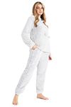 CityComfort Womens Pyjamas, Hooded Fleece Pyjamas Women and Teens, Fluffy Loungewear Set, Cosy Fleece PJs (Two Tone Grey, L)