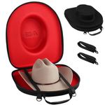 Anysiny Hat Box for Travel-Crush Proof Hat Travel Case for Cowboy Hats Holder Storage Box Organizer Cap Carrier with Adjustable Carry Strap (Cowboy-Black Red, Large-Cowboy Hat Case)