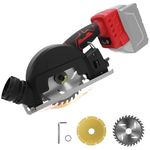 Cordless Mini Circular Saw for Milwaukee 18V Battery, 4" Brushless Power Circular Saws, 12000RPM Small Circular Saw, 2 Blade, Cutting Depth 0.8"(20mm) for Metal, Wood, Plastic(No battery)