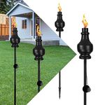 FAISHILAN 4 Pack Outdoor Oil Garden Torch | 60 inch Tall | Flame Torch Light | Backyard Outside Patio Lighting | Torches for Outside | Citronella Torches Outdoor | Metal Torches