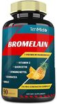 Bromelain Capsules 4600mg, Proteolytic Enzymes & VitaminC, Quercetin, Echinacea, Garlic, Pepper | Supports Digestion, Joints Comfort, Gut Health | Anti-Inflammatory, Nutrient Absorption, 90caps