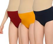 Evamomies Women's High Waist Soft Comfy Cotton Lycra Maternity Panty|Pregnancy Panty|Maternity Panties (Pack of 3) (2XL, MaroonDarkNavy&Mustard)