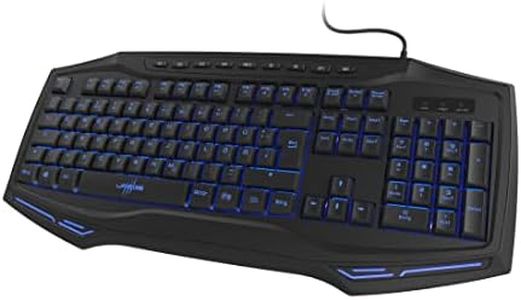 uRage Clavier Gaming Rétroéclairé (Clavier Gamer Silencieux, Rétroéclairage 7 Couleurs, Anti-Ghosting, Win-Lock, AZERTY, Filaire, Repose Poignet, 4 Touches Macro, 12 Touches Fonctions directes) Noir