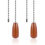 2pcs Ceiling Fan Pull Chain Extensions with Connector, 13 Inch Long Ceiling Fan Chain Extenders Wooden Light Pull Chain Extension Beaded Balls Fan Pull Chain Pendant for Fan Light Lamp(Brown)