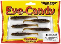 Northland Tackle Eye Candy Paddle Shad Floating 3.5" Soft Plastic Minnow Bait for Walleye Fishing, 5 Baits Per Pack, Green Pumpkin