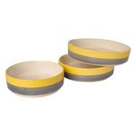 ShadowGreen Ceramic Salad Bowl Set of 3 Bowls 7.5inch 6.5inch 5.5inch Deep Dish Bowls Serving Bowls - (Yellow Grey Design)