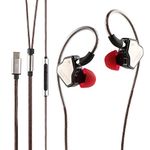 Linsoul 7Hz Salnotes Zero HiFi 10mm Dynamic Driver In-Ear Earphone IEM with Metal Composite Diaphragm Stainless Steel Faceplate Detachable 2Pin OFC Cable (Black, With Mic, Type C)