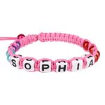 Stands Out, Supplying Outstanding Gifts Sophia Personalised Girls Pink Friendship Bracelet Name Multicolour Alphabet Bead