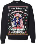 On Coast "Its Not Christmas Until Hans Gruber Falls From Nakatomi Ugly Christmas Sweater Sweatshirt (US, Alpha, Medium, Regular, Regular, Black)