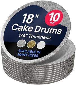 O'CREME Silver Wraparound Cake Pastry Round Drum Board 1/4 Inch Thick, 18 Inch Diameter - Pack of 10