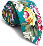 S&W SHLAX&WING Cotton Ties for Men Skinny Necktie Printed Floral