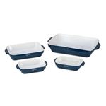 Lagostina Ceramic 4 Piece bakeware Set for The Everyday Baker, for Microwave, Oven, Dishwasher, Refrigerator/Freezer Safe, Blue