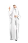 Women Muslim Dress Prayer Abaya Islamic Robe Maxi African Kaftan Islam Dubai Turkey Full Length Dress with Hijab White