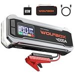 WOLFBOX 4000A Jump Starter,12V Car Battery Jump Box with 65W Quick Charger,LED Display,24000mAh Portable Jump Starter Battery Pack(10L Gas 10L Diesel Engine) with Booster,LED Light,Jumper Cables