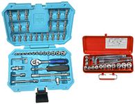 Taparia Alloy Steel Sa46 Steel Socket Set (Blue, 46-Pieces)&S23M/S23H 1/2-Inch Square Drive Socket Set