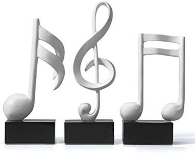 Amoy-Art 3pcs Note de Musique Décor Sculpture Music Figurine Statue Moderne Arts Cadeau Maison Décoration Résine Blanc 19cm