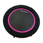 LEAPS & REBOUNDS 48" Round Mini Fitness Trampoline & Rebounder Indoor Home Gym Exercise Equipment Low Impact Workout for Adults, Pink