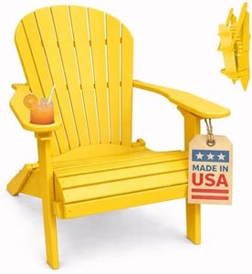 Yellow-Poly Lumber Folding Adirondack Chair with Rolled Seating Heavy Duty Everlasting Lifetime PolyTuf HDPE - Made in USA - Amish Crafted