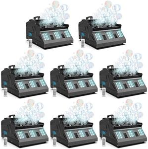 DazzlingStage 2000W Fog Machine, 3 IN 1 Fog Bubble Machine with 2 Bubble Fans, 7 CH RGB 18 LED Lights Smoke Bubble ALL IN ONE Machine, Fog Machine for Party, Halloween, Chrismas, 8 Pack
