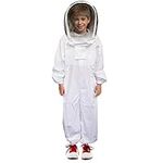 Luwint Kids Full Body Ventilated Beekeeping Suits - Cotton Bee Beekeeper Suit with Self Supporting Fencing Veil Hood for Children (White/4.9ft Height)