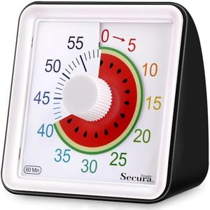 Secura 60-Minute Visual Timer, Timer for Kids, Classroom Timer, Countdown Timer for Adults, Time Management Tool for Teaching (Black)