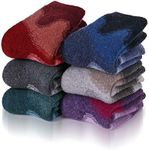 EBMORE Kids Merino Wool Socks for Toddlers Boys Girls Warm Thermal Winter Thick Hiking Heavy Cozy Crew Boot Socks 6 Pairs (Mix Color,8-12 Y)