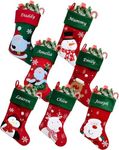 Personalised Family Christmas Stockings Custom Red and Green Embroidered Christmas Stocking w/ Name Satin Lining - Reindeer Green Cuff Choose Design Personalised Stocking Christmas Decorations Kids