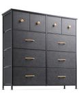 Nicehill Chest of Drawers with 10 Drawers, Dressers & Chests of Drawers Kids Dresser for Bedroom, Kids Room, Closet, Clothes, Fabric Dresser with Storage Drawers, Black Grey