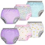 BIG ELEPHANT Baby Girls' Padded Potty Training Pants Underwear 6 Pack, 12-24 Months