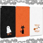 JarThenaAMCS 3Pcs Halloween Hand Towels Embroidered Trick or Treat Boo Ghost Black Cat Cotton Bathroom Towels Cute Dish Towels for Drying Cleaning Cooking Gift, 29.5 x 13.7 Inch