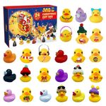 Rubber Duck Advent Calendar 2024 | 24 Upgraded Large Cute Bath Rubber Ducks | Countdown Advent Calendar Ornaments with Collectible Toys for Kids Baby